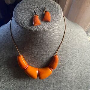 Tagua Necklace & Earrings Set